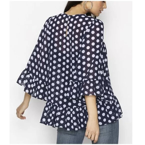 MICHAEL MICHAEL KORS Ruffled Polka Dot Georgette Bell Sleeve Top - Picture 5 of 10